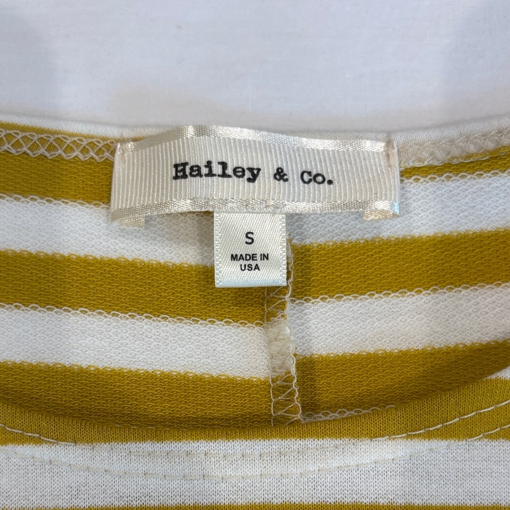Striped Tunic Dress with Front Pocket in Mustard & White - Picture 2 of 9